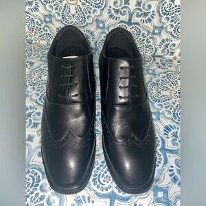 CALTO Men's Invisible Height Increasing Elevator Black Leather Lace-up Shoes